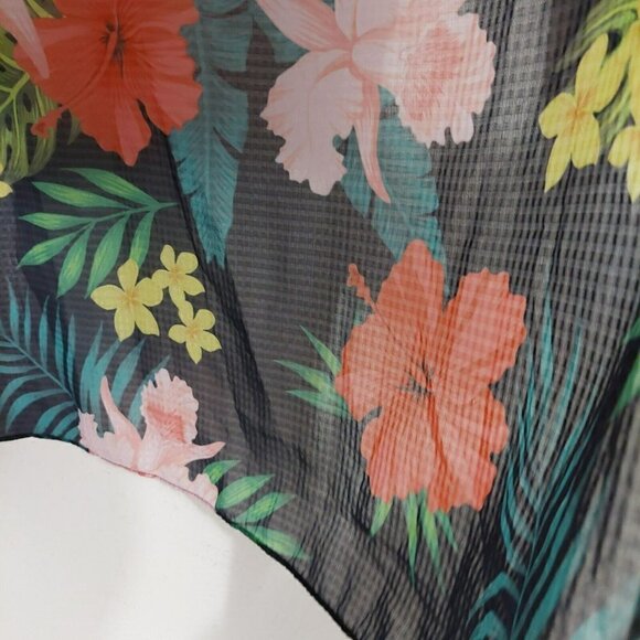 Soft Surroundings Tropical Moonlight Tunic Cami Top Shirt Black Floral Sheer‎ PS - Picture 7 of 10
